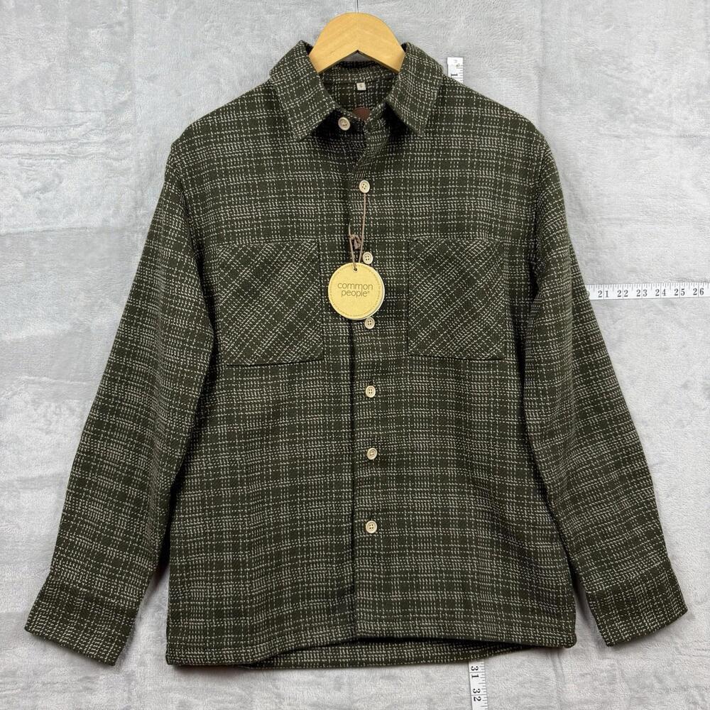 NWT Common People Shirt Men Sz S Shacket Overshirt Plaid Granby Luxe Knit $209 - Picture 1 of 10